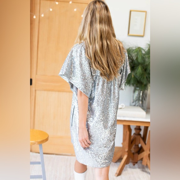 EMERSON FRY MARION SHORT DRESS - SILVER SEQUIN - Picture 6 of 10